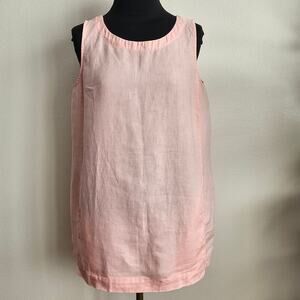 EUC Pure J Jill  Women's 100% Linen Light Pink Sleeveless Pockets Tunic Top S